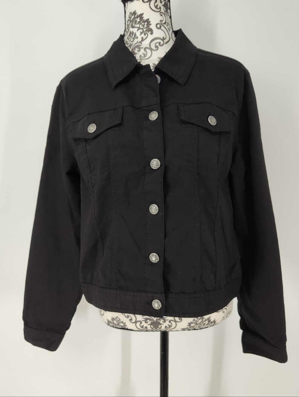 d. jeans Women's Black Denim Button Up Jacket Size Large
